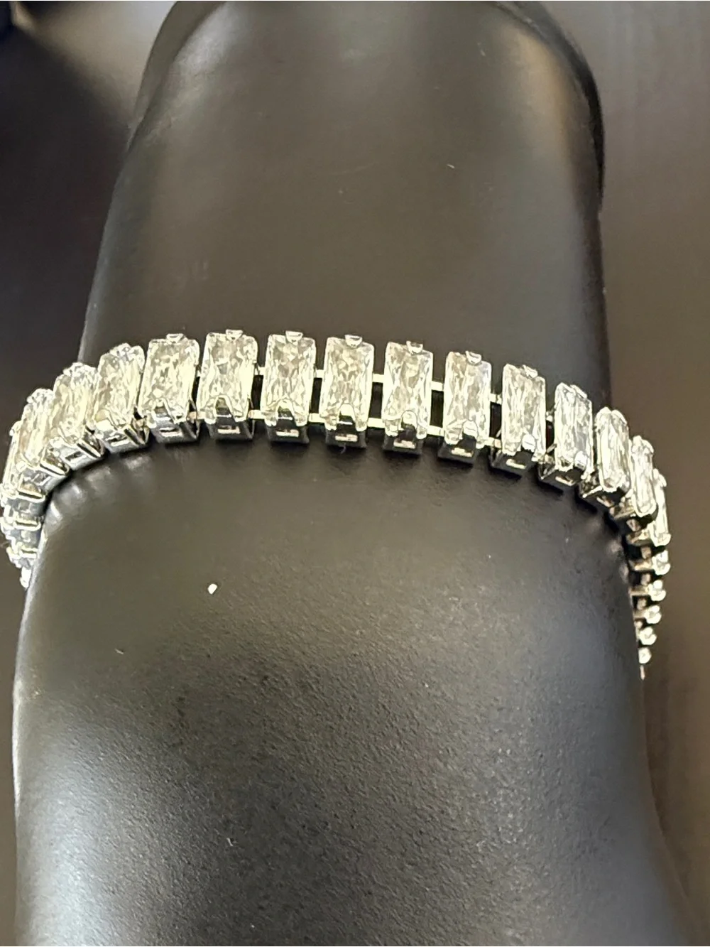 White Gold Filled Baguette Tennis Bracelet 7.5” AAA CZ